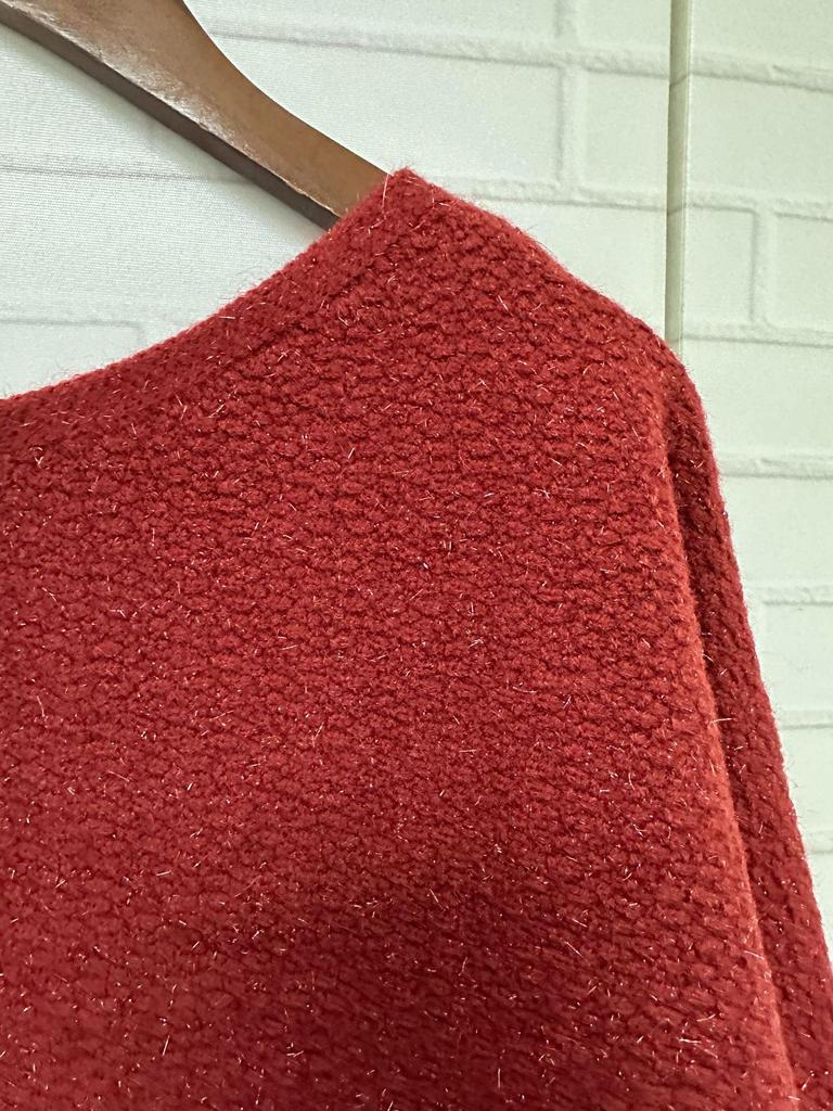 New Year's Little Red Dress Hepburn-Style: Elegant Glitter Knit Dress for Women, Autumn/Winter Collection