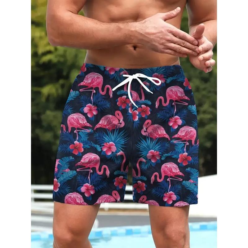 Men's Beach Shorts Flamingo 3d Printed Fashion New Quick Dry Sportswear Casual Pocket Gym Swimming Short Trousers Gift For Male
