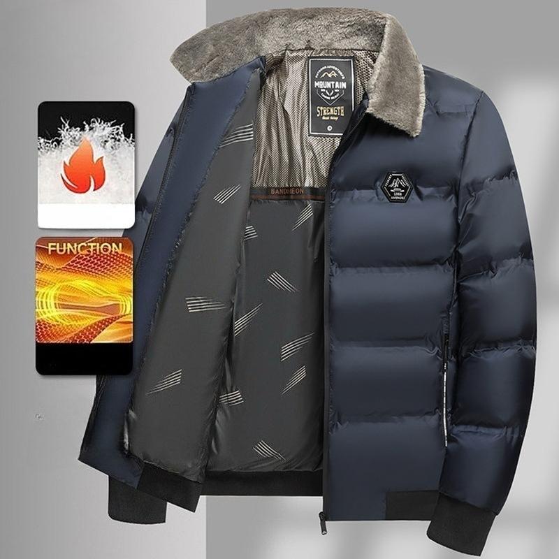 Men's Winter Warm Jackets With Faux Fur Collar Casual Lightweight Windproof Coat With Pockets Bomber Quilted Work Jacket for Men Thick Thermal Jacket