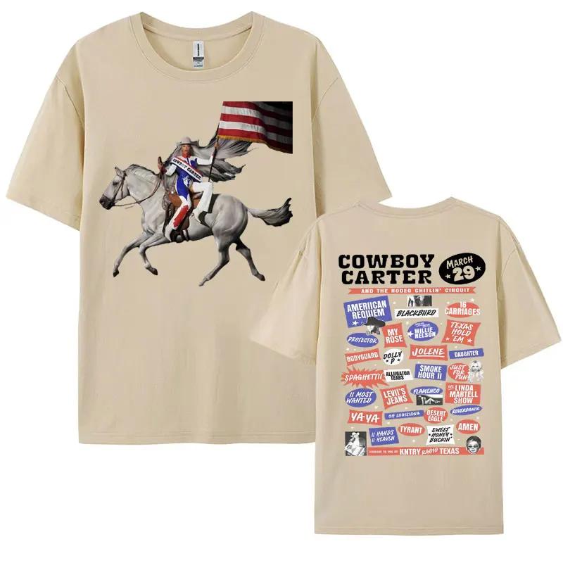 

Beyonce Cowboy Carter New Album T Shirts Women Men s Vintage Cotton Oversized T Shirt Harajuku Clothing Streetwear Girls T-shirt S