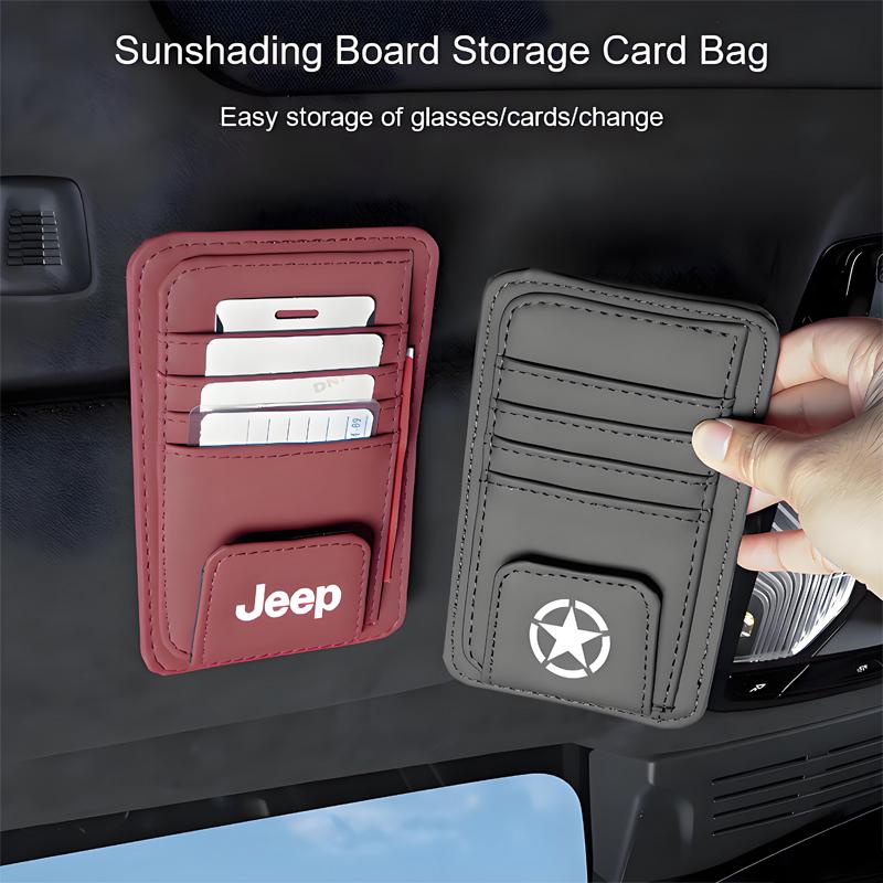 Sun Visor Card Bag Storage Clip Glasses Storage Accessories For Jeep Wrangler Rubicon Renegade Compass Grand Cherokee Patriot JK
