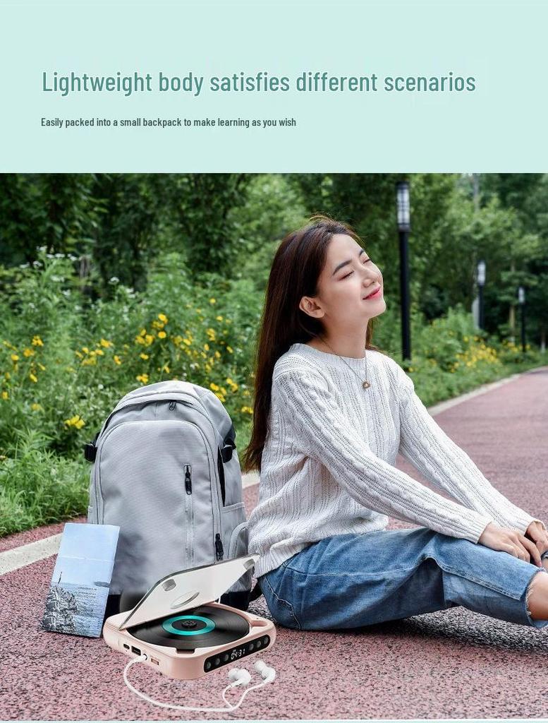 Portable Mini CD Player for Students - Simple English Learning and Audio Disc Playback