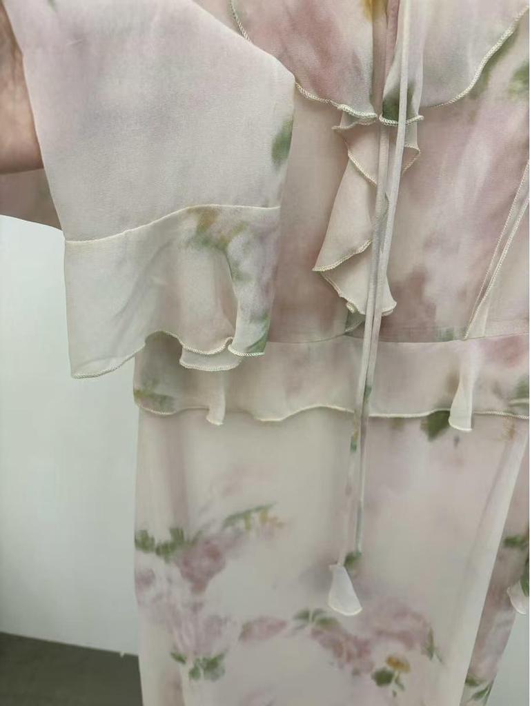 UONE2026 Early Spring Floral Holiday Ruffle Dress - Southern France Inspired, Gentle Style for Women