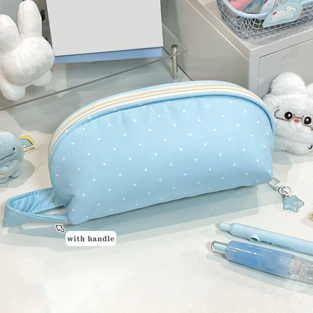Shell Shape Pencil Pouch Polka Dot Pattern Pen Bag Multi-purpose Pencil Case  School Office