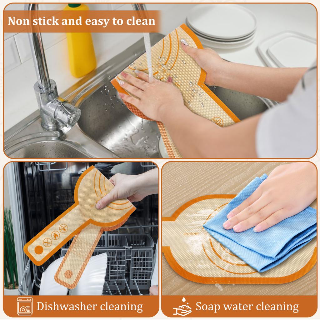 2pcs Baking Mat Dough Transfer Pad Long Handle Sling Non-Stick Bread Kneading Plate Silicone Dutch Oven Liner Kitchen Cook Tool