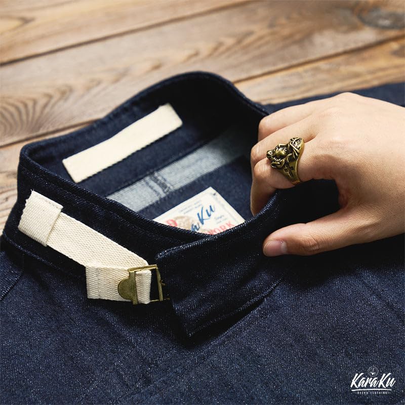 13oz Denim Swedish Military Motorcycle Jacket Indigo Blue XL [karaku]