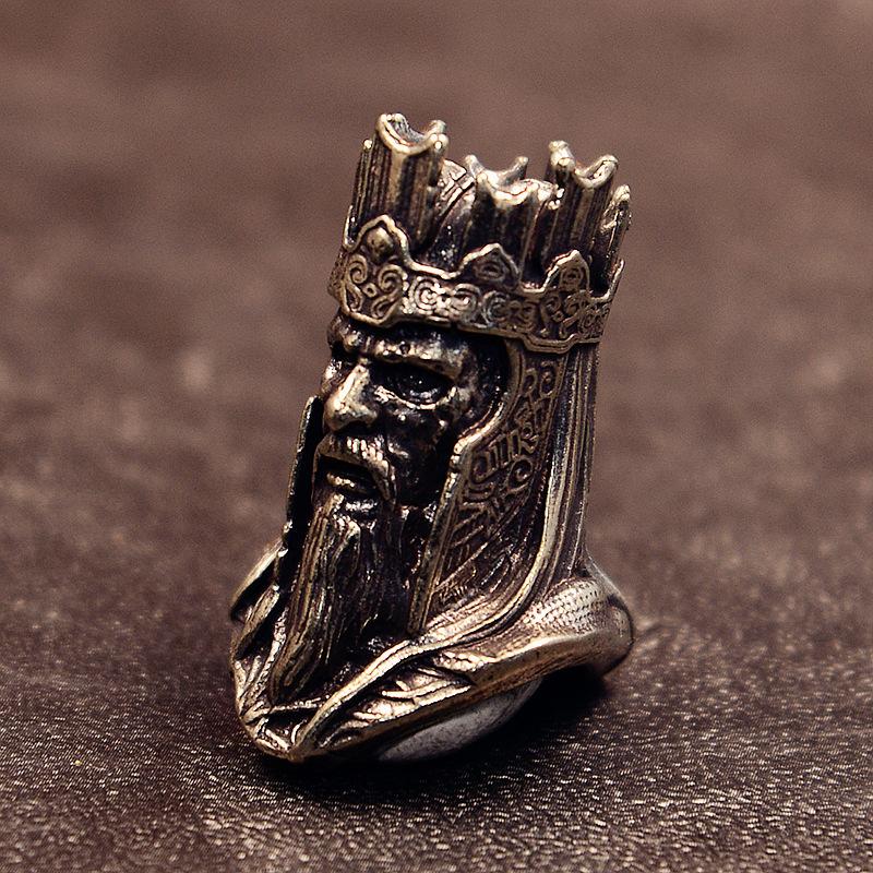 Crown Skull King Skeleton Man Head Sculpture Brass Knife Beads EDC Outdoor DIY Paracord Woven Lanyard Keychain Pendant Accessory