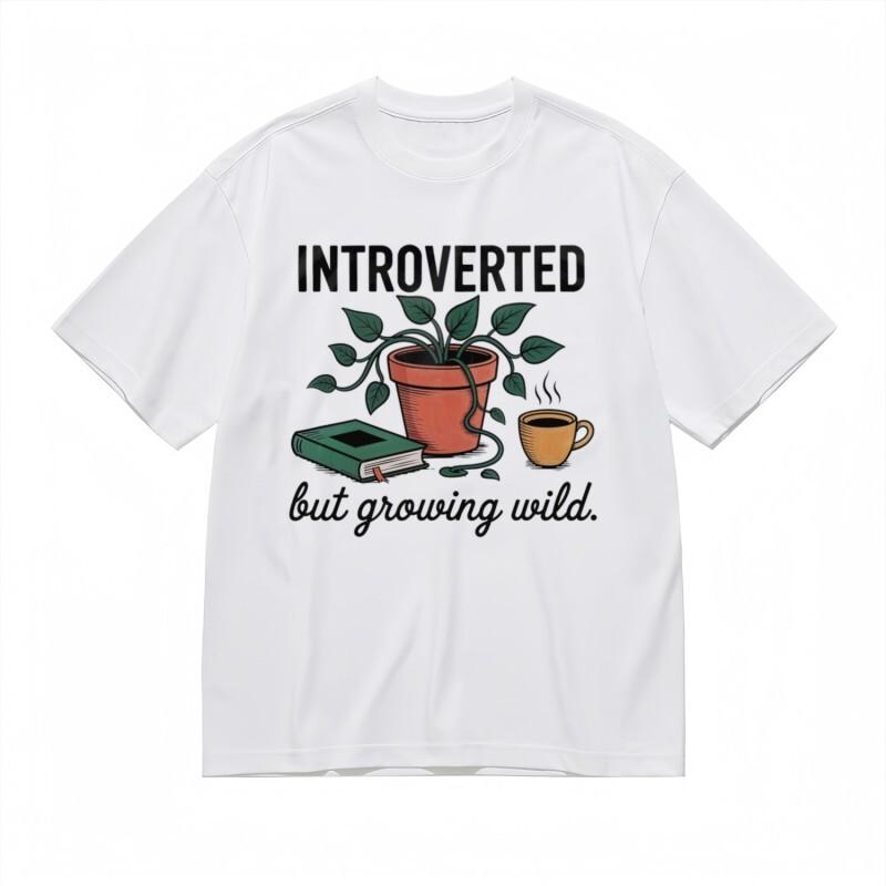 

Women s Trend All-Season Classic T-Shirt Growing Wild Coffee and Books Design Tee 4XL