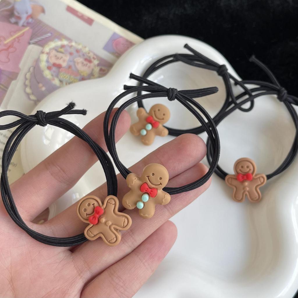 Gingerbread Man Hair Tie - Cute Christmas Cookie Ponytail Accessory