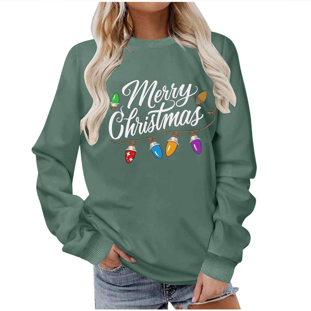 Christmas Sweatshirts For Women Oversized Long Sleeve Crewneck Shirts Cute Xmas Holiday Graphic Pullover Tops