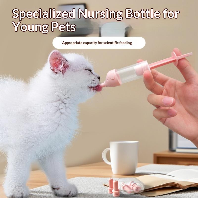 Small Pet Feeding Device Puppy Kitten Nursing Bottle Silicone Nipple Pet Milk Feeder For Small Dogs Cats Newborn Pet Feeding