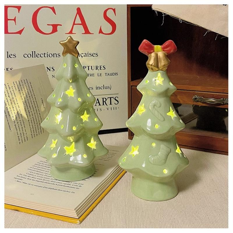 Graduation Gift Christmas Tree Night Light Practical Desktop Ceramic Ornament for Girls' Birthdays As A Gift