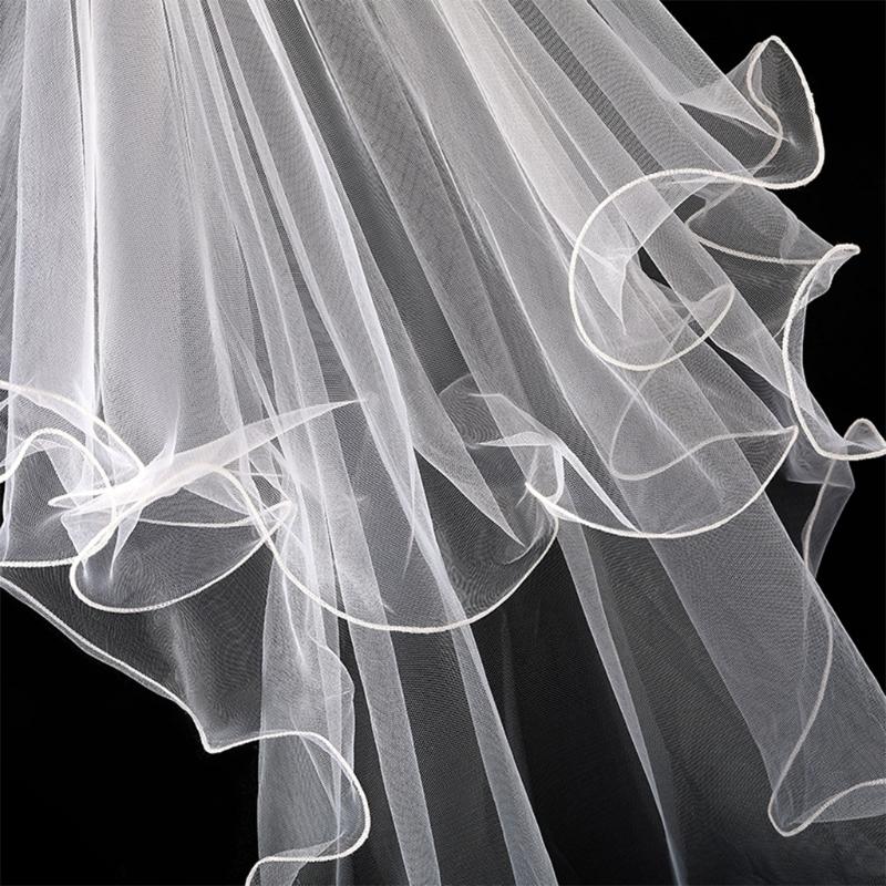 Wedding Veil with Metal Comb Wedding Hair Accessories for Flower Girl 2 Tier Longest Tulle 28" Embellished with Bow