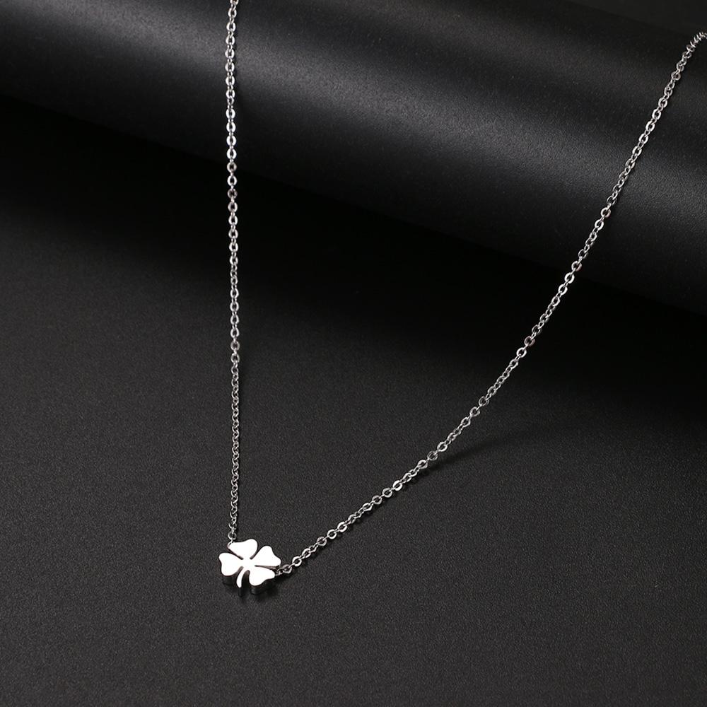 

Stainless Steel Necklaces Four Leaf Clover Fashion Classic Style Men Chain Necklace For Women Jewelry Collar Pendant Gifts NEW 45CM