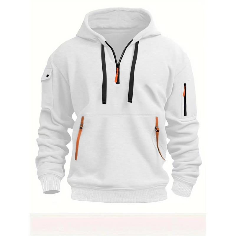 Men's Padded Casual Athletic Multi-Zip Arm Pocket Personalized Sweatshirt Pullover Hoodie Jacket