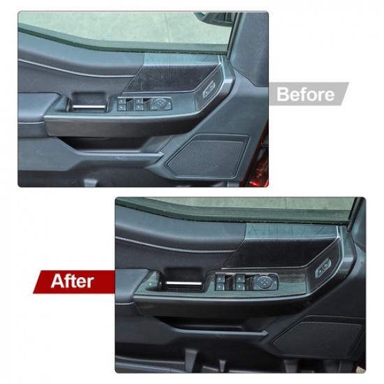 Front Window Lift Panel Switch Trim Cover for Ford F-150 + Black Wood Grain