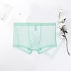Men Boxers Breathable Elastic Mesh Low Waist Ice Silk Cooling Anti-septic See-through Men