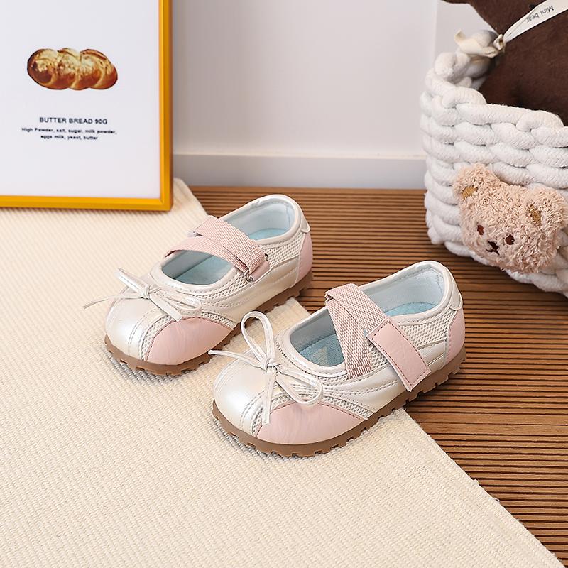 Summer Girls' Leather Shoes Breathable Upper Children'S Casual Shoes Daily Ballet Style Sporty Comfortable Kids' Shoes