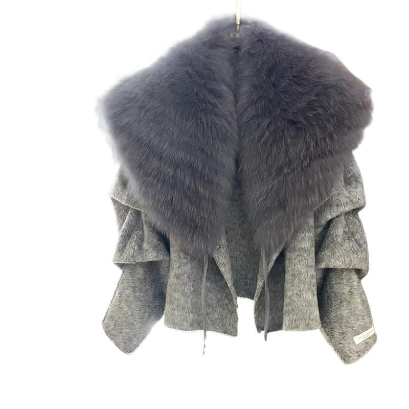Winter new temperament loose cardigan wool lapel jacket fashionable and thin short woolen jacket