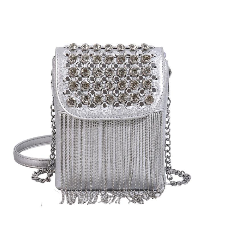 Bags, personalized rivet small bag, 2025 new Korean version fashion, niche and versatile women's chain crossbody small square bag