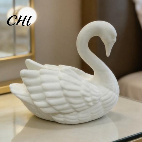 Elegant Swan Figurine 3D Printed White Figurine, Modern Minimalist Statue Decoration, Animal Sculpture Desk Ornament for Home Office Living Room Shelf