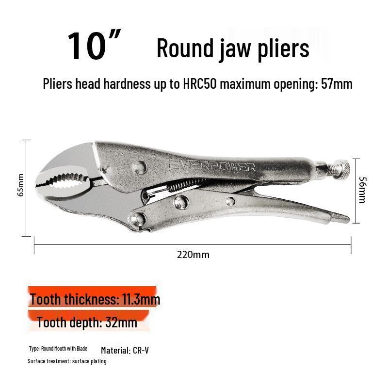 Multi-Function C-Type Folding Vise Grip Pliers with Flat, Round, and Needle-Nose Jaws, Automatic Fastening Clamp.