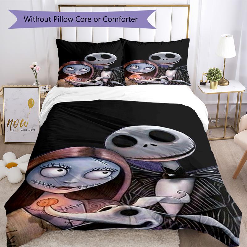 Christmas Nightmare Bedding Set Breathable Duvet Cover with Pillowcases Decorative Bed Linen for Bedroom Home Decoration Birthday Gift
