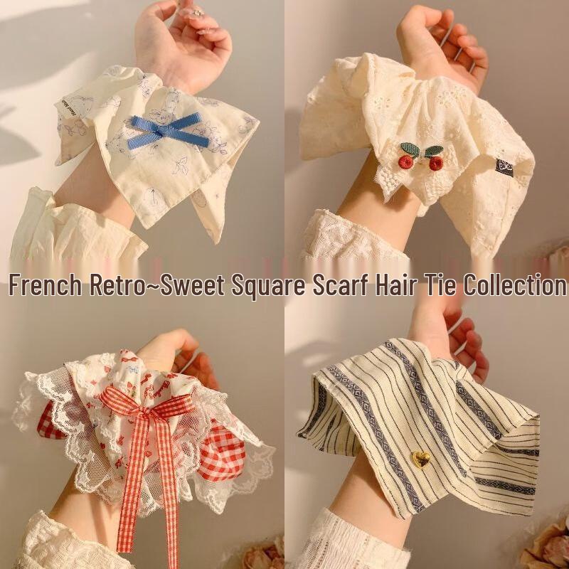 Французский Корейский Стиль Очень Большой Квадратный Шарф Резинка для Волос 4 шт.
