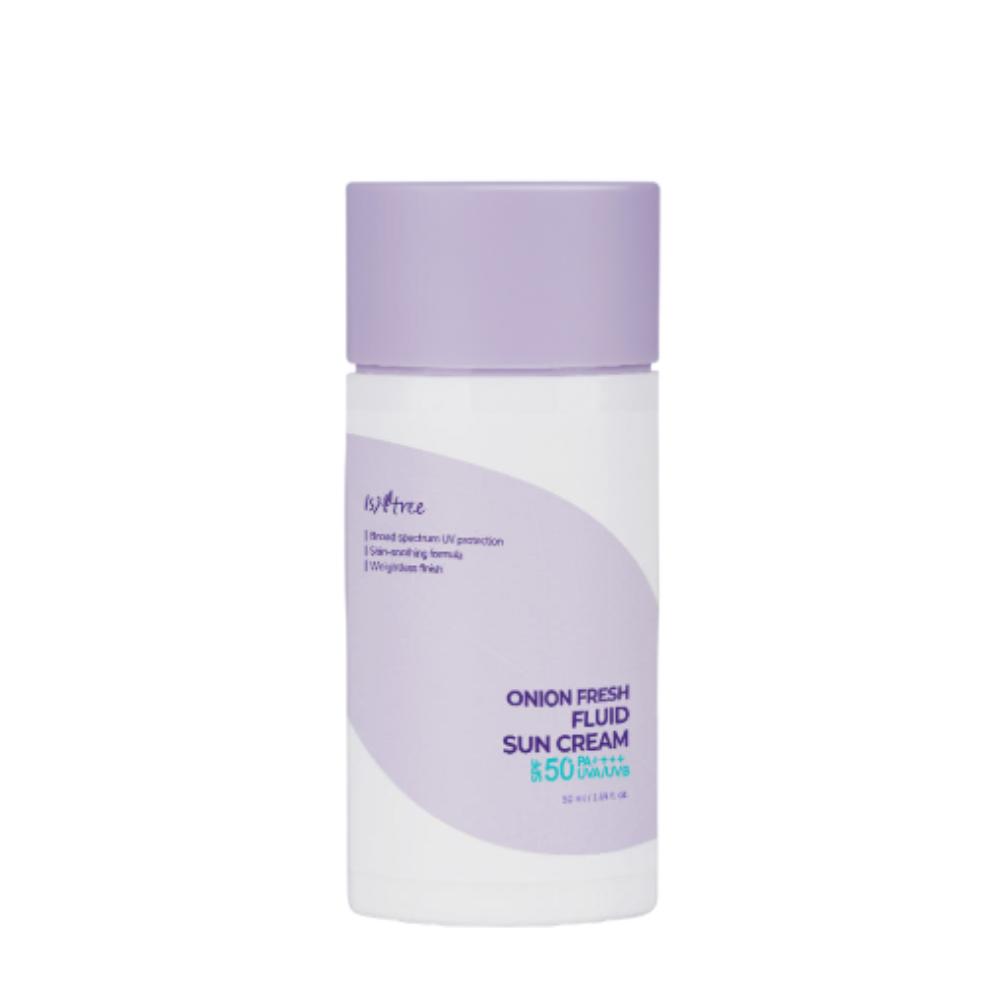 Isntree Onion Fresh Fluid Sun Cream 50мл Легкий солнцезащитный крем для ухода за кожей, склонной к покраснениям, SPF50 PA++++