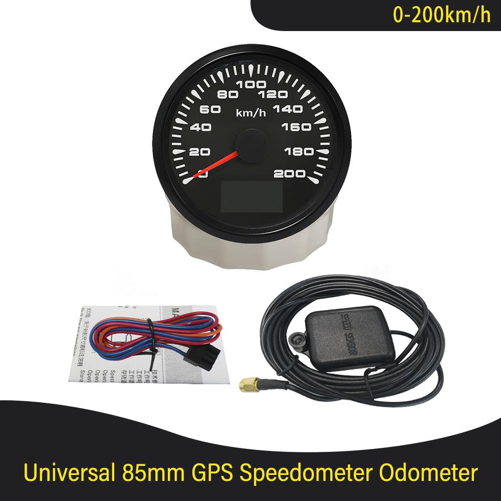 85mm Boat Car 0-120KM/H 0-200KM/H GPS Speedometer with 8 Colors Backlight Waterproof Speedometer 9~32V Trip\COG\ODO