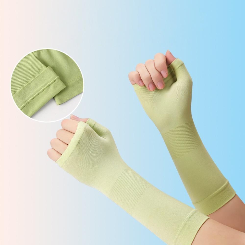 Elastic Sunscreen Gloves Solid Color Driving Mittens New Ice Sleeves  Outdoor Sports