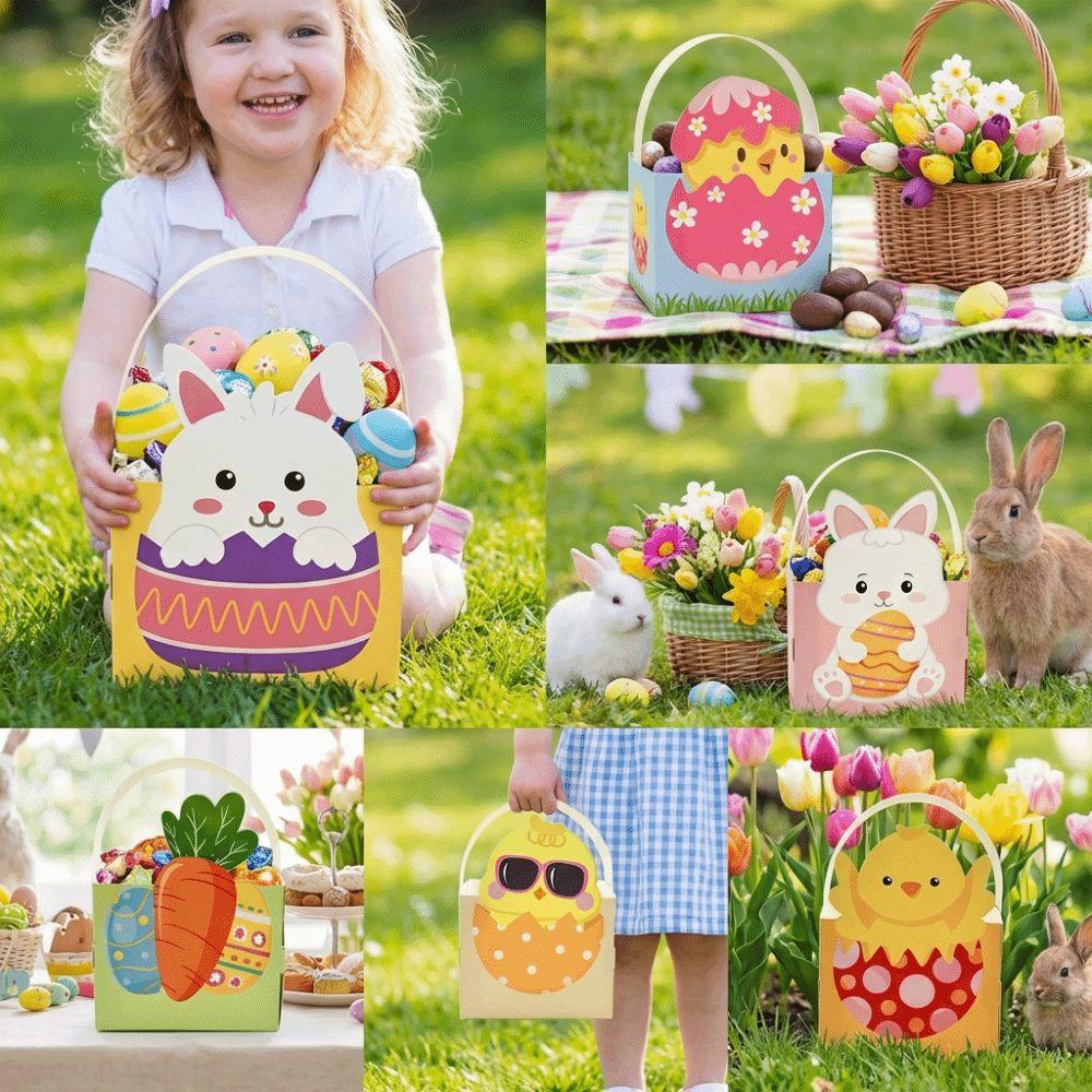 6pcs Egg Rabbit Carrot Easter Bunny Candy Boxes Cartoon Candy Gift Bag Packaging Boxes Kids Favors