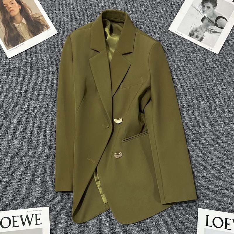 

2024 Женский блейзер в корейском стиле оливково-зеленого цвета - Высококачественный, универсальный уличный стиль для весны и осени Extra Large оливковое зеленый