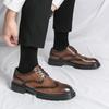 Fashion Handcrafted Mens Oxford Shoes Genuine Calfskin Leather Brogue Dress Shoes Classic Business Formal Shoes Man