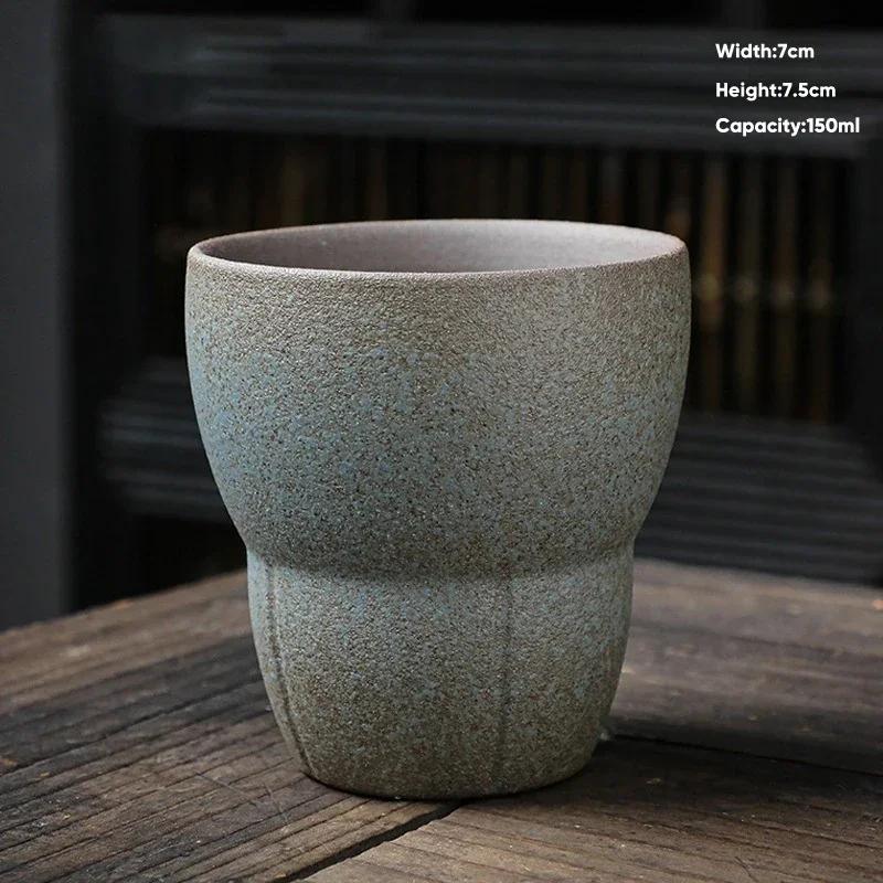 1pc 150ml Japanese Ceramic Coffee Cup Pottery Espresso Cups Vintage Kung Fu Tea Cup Office and Household Water Mug Wholesale