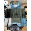 Womens Relaxed Fit Hooded Long Sleeve Sweatshirt With 3D Floral Plaid Print Breathable Comfort Casual Top