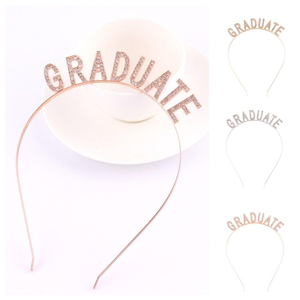 

Thin Graduate Headbands Simple Metal Crystal Bachelor Hairband College