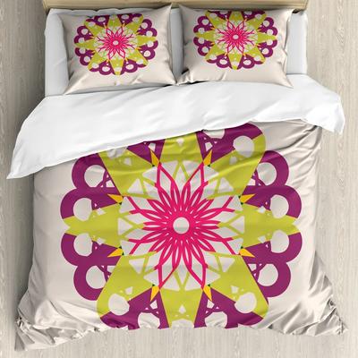 Mandala Nevresim Takımı Boho Tarz Etnik Renkli İlkbahar Bahçesi Temalı Çok Renkli Polyester Yatak Takımı Çift Kişilik Kraliçe Boy King Boy