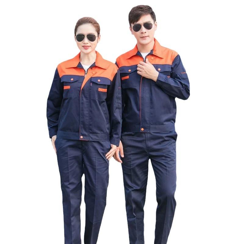 Frühling & Herbst Langarm Colorblock Arbeitskleidungsset: Unisex Flecken- & Verschleißfeste Uniform für Autoreparatur