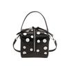 Unique PU Polka Dot Handbag Zipper Closure Top Handle Box Shaped Shoulder Bag Small Square Adjustable Strap Bucket Bag Commute
