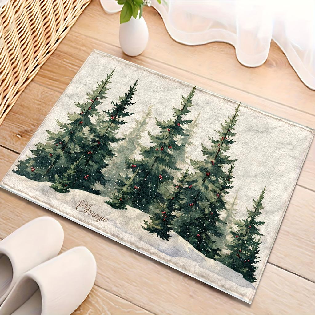 Christmas Tree Decorative Carpet Bathroom Non-Slip Absorbency Foot Mat Bedroom Soft And Comfortable Mat Home Decoration