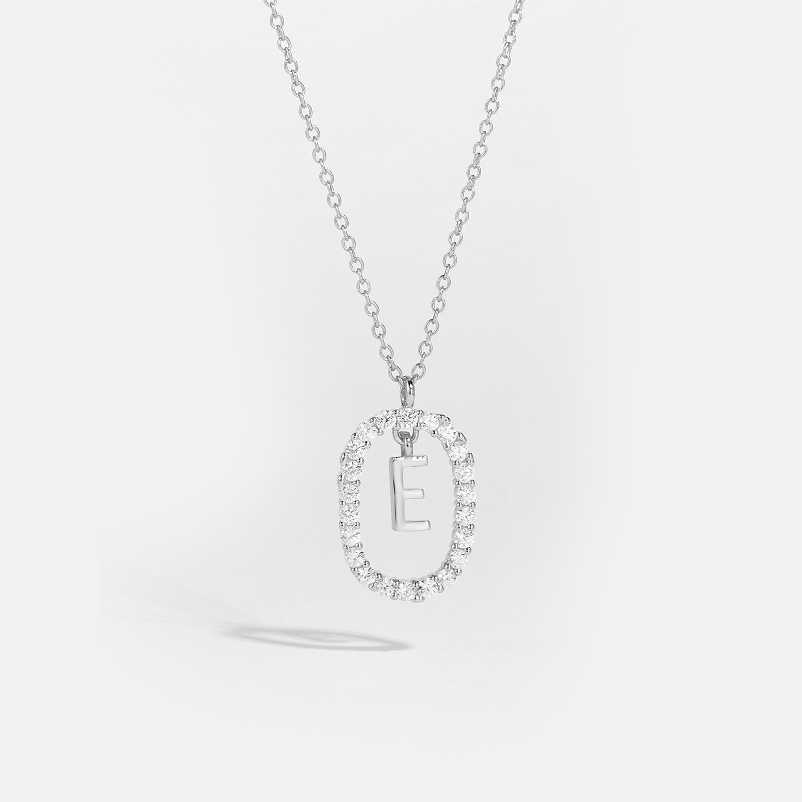 

Luxury Spanish Pendant Necklace: 925 Silver Letter with Zircon, White Gold Plated Clavicle Chain for Women 925 Silver