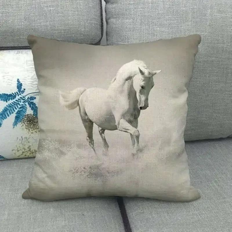 Horse Print Cushion Covers Home Decoration Animal Pillow Cases  Sofa Seat Chair Throw Pillows Linen Pillowslip Car Accessories