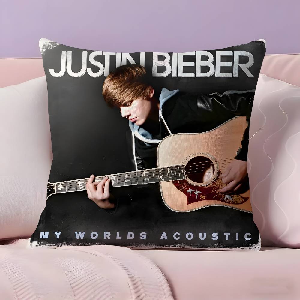 

Cool Singer J-Justin B-Bieber Pillow Case Ultra Soft Skin Friendly Fabric Cloud Like Comfort & Concealed Zipper 12x12Inch