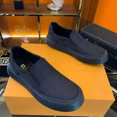 Men's Canvas Shoes Black Solid Color Mens Casual Shoes Breathable Comfortable Slip On Flat Lightweight Loafers Chaussure Hommes