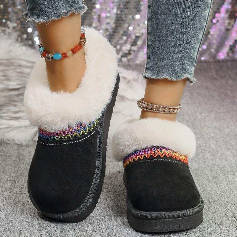 New Fleece Cuff Low-top Fleece Cotton Shoes for Women, Plus-size Warm Thick-soled Snow Boots