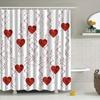 Red Heart Shower Curtain White Background Love Design Romantic Bathroom Decor Waterproof Printed Bath Curtain Home Fashion
