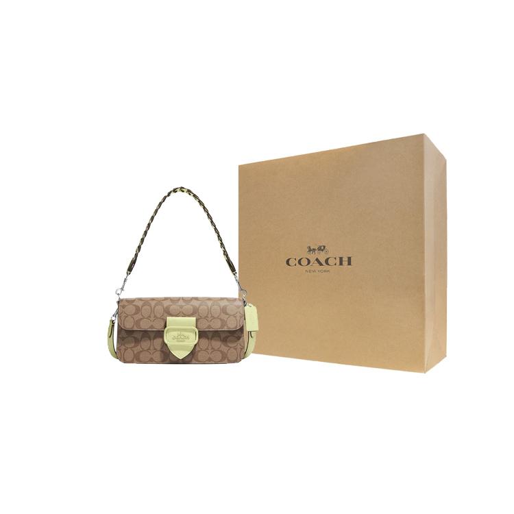 New COACH Morgan Leather Envelope Bag Zhi Sheng Bag Handbag Shoulder Bag Women's Brown & Green CJ616-SVUFH