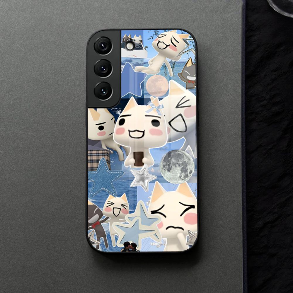 INS Cute Toro Inoue Cat Phone Case Glass For Samsung Galaxy S21 S26 S25 S22 S20 S24 S23 Ultra Fe Plus A16 A34 A54 A24 Coque