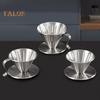 Coffee Filter Cone Stainless Steel Hand Drip Pour Over Coffee Funnel with Spiral Ribs Dishwasher Safe V-Shaped Coffee Filter for Most Coffee Makers